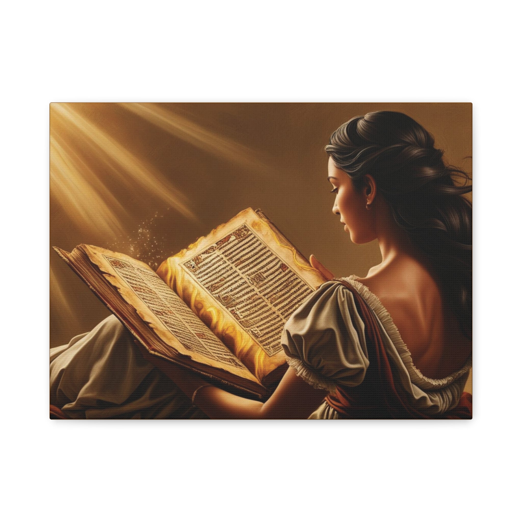 Canvas Wall Art - Magical Latina Reading a Book