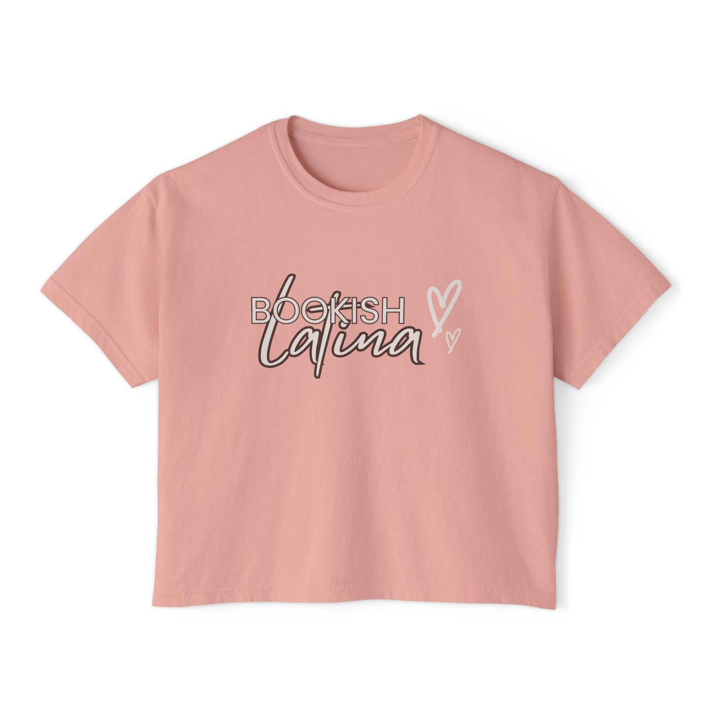Boxy Tee Bookish Latina with Hearts Shirt