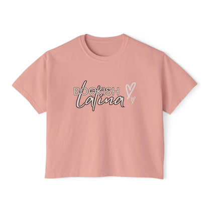 Boxy Tee Bookish Latina with Hearts Shirt