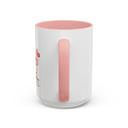 Mug - Pink and Red Stack of Books with Hearts Coffee Mug (11, 15oz)