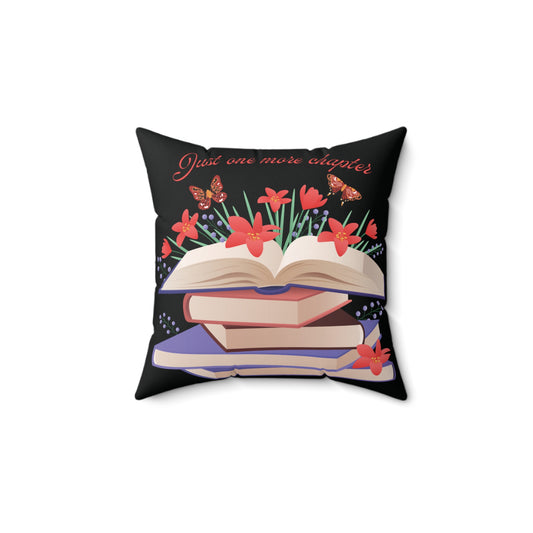 Blooming Pages: Double-Sided Pillow with Books and Flowers