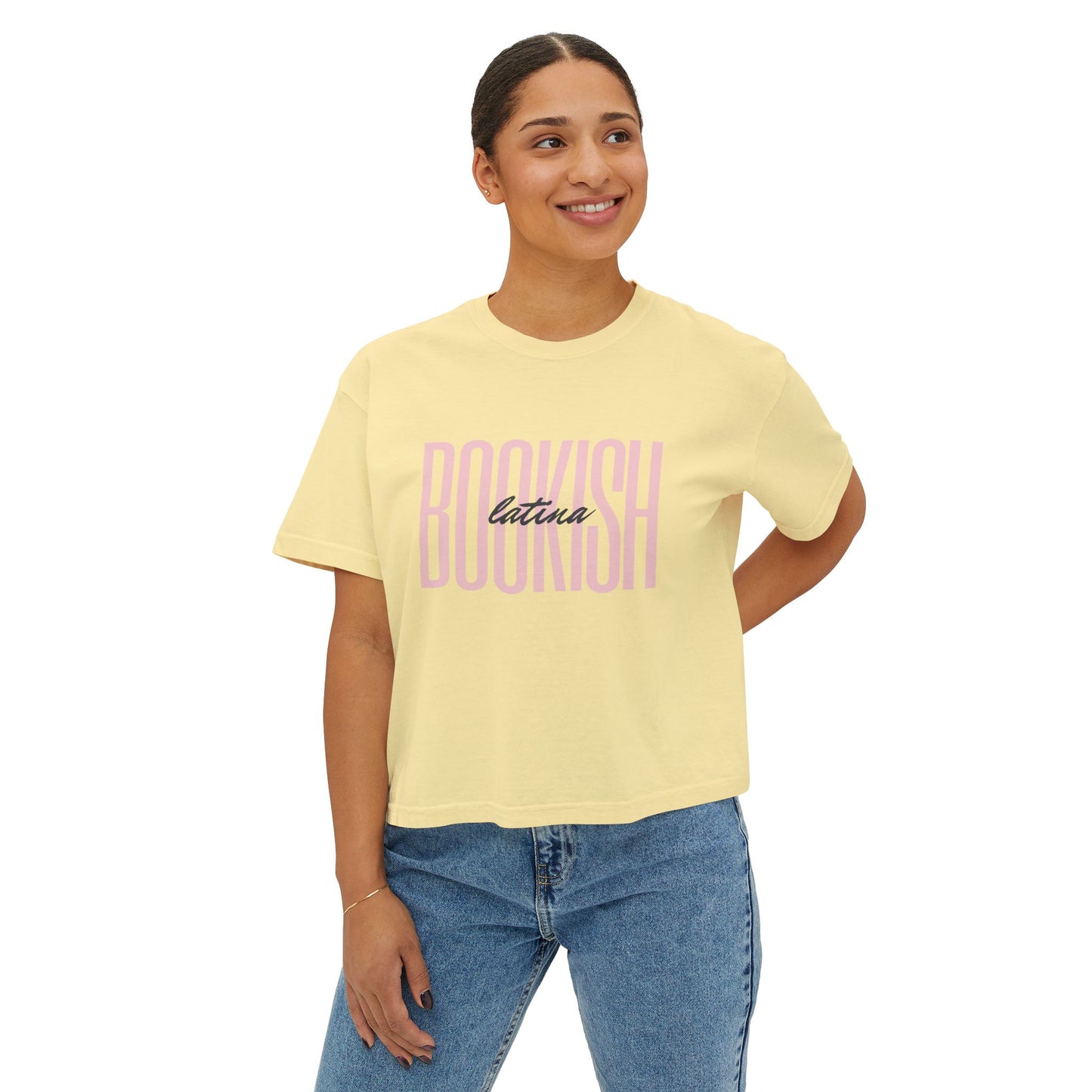 Boxy Tee - Bookish Latina Graphic Shirt for Women