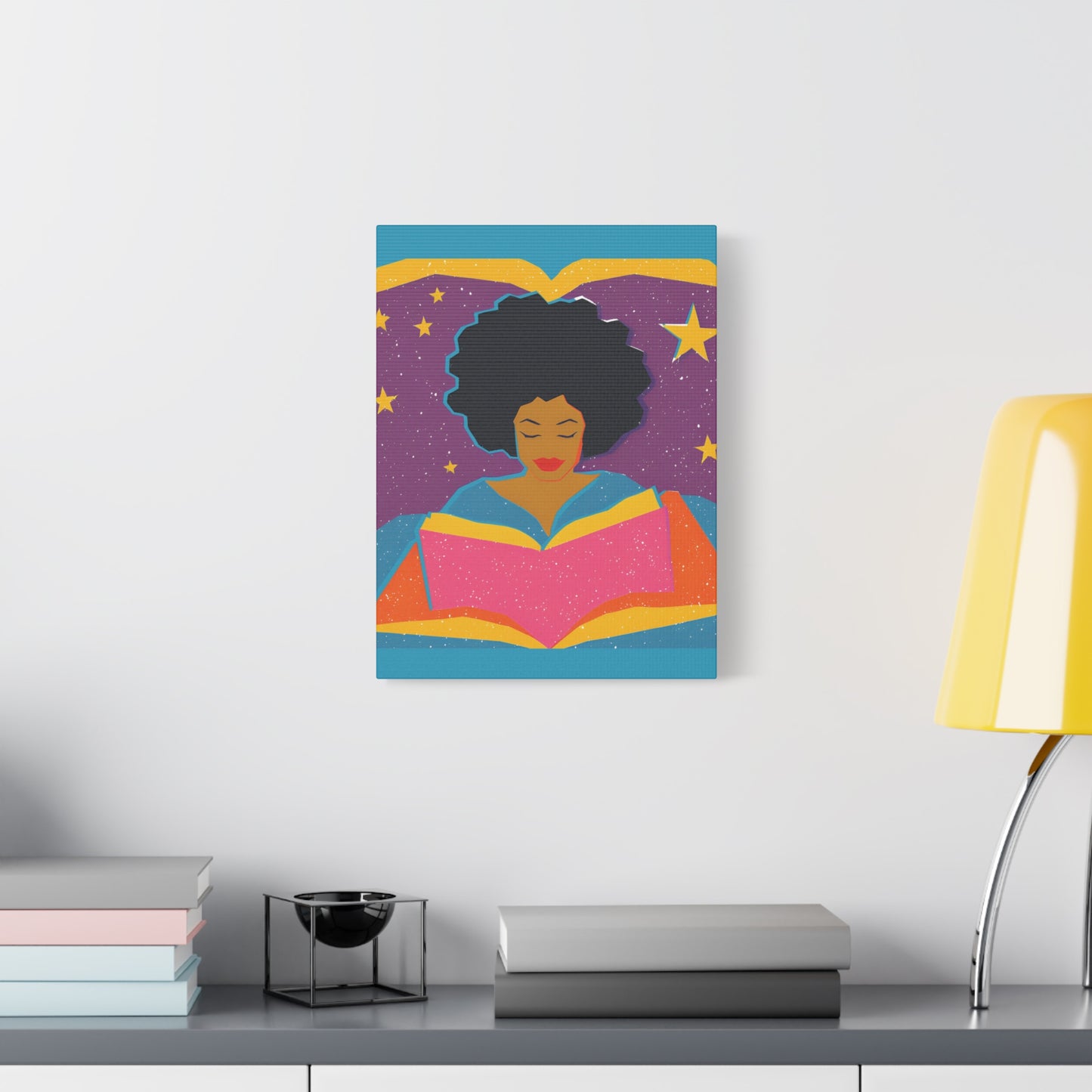 Canvas Print Afro Latina Reading Wall Art