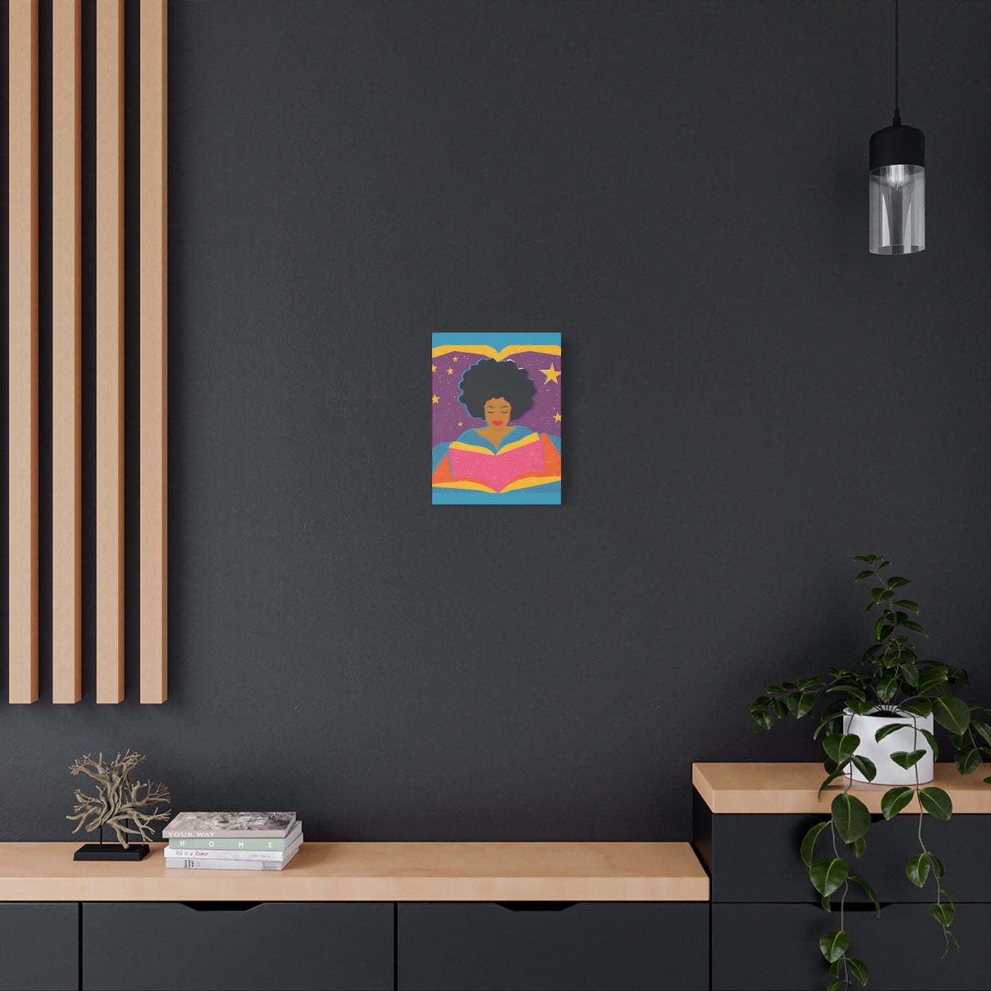 Canvas Print Afro Latina Reading Wall Art