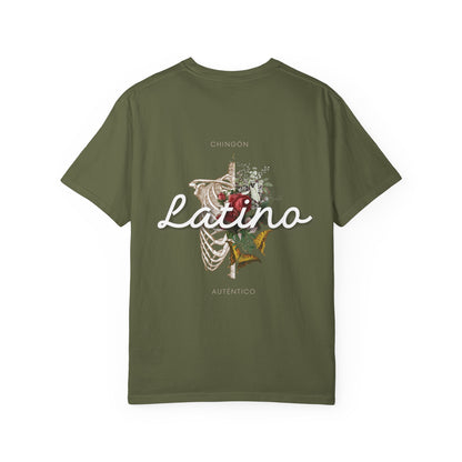 Unisex Garment-Dyed T-shirt - Autentico, Chingon Latino with Calavera Heart