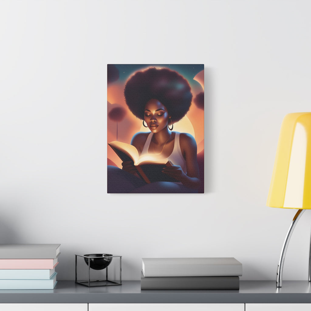 Canvas Wall Art Afro Latina Reading Magical Book