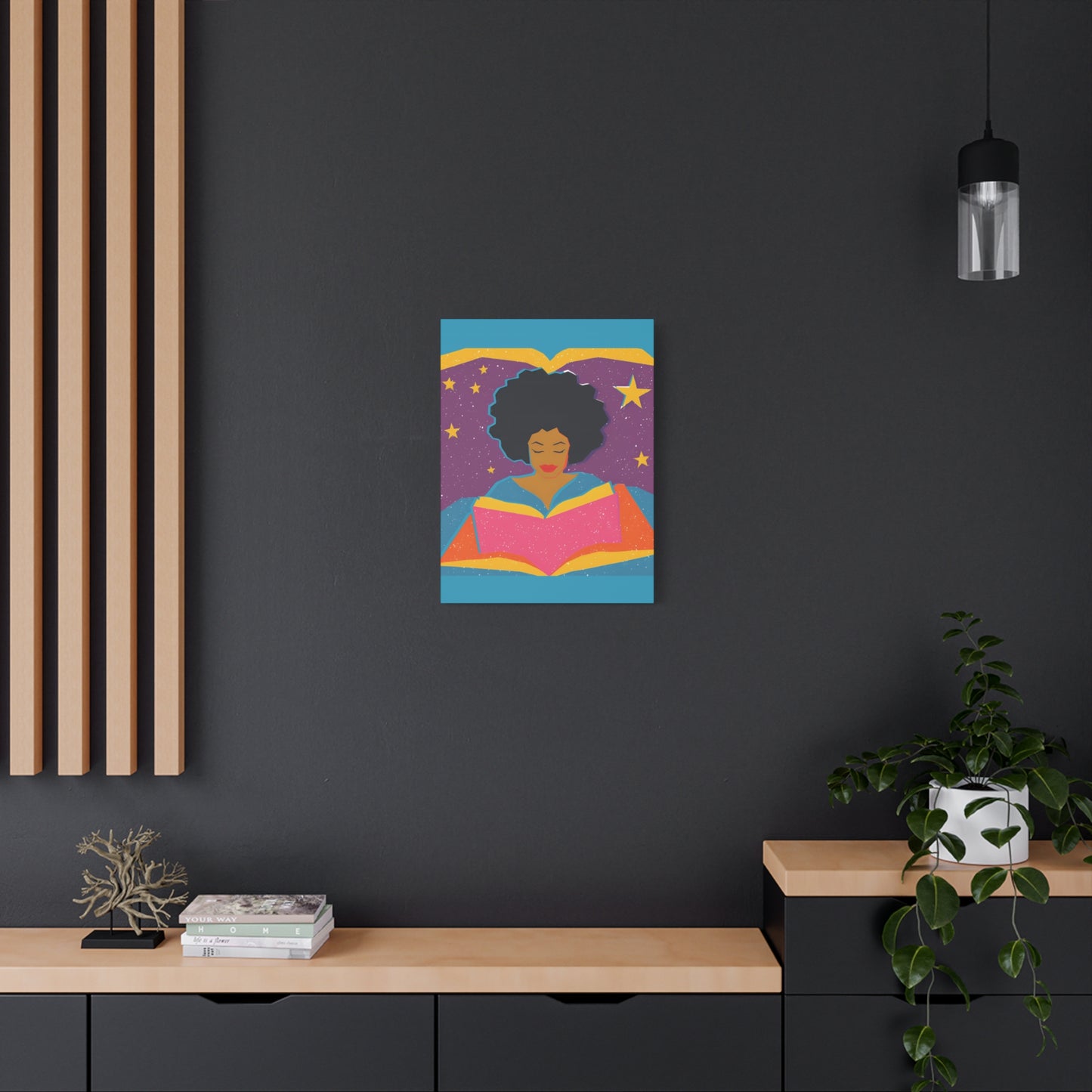 Canvas Print Afro Latina Reading Wall Art