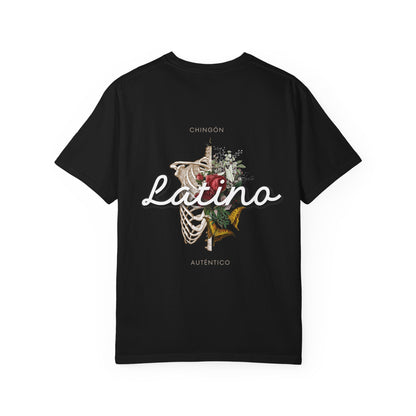 Unisex Garment-Dyed T-shirt - Autentico, Chingon Latino with Calavera Heart