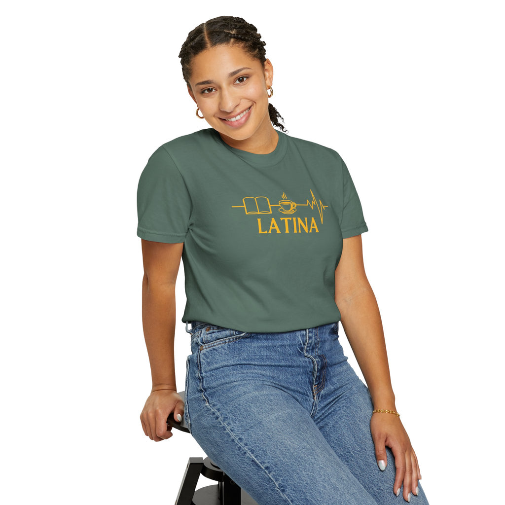 Latina with Coffee & Book Heartbeat T-Shirt