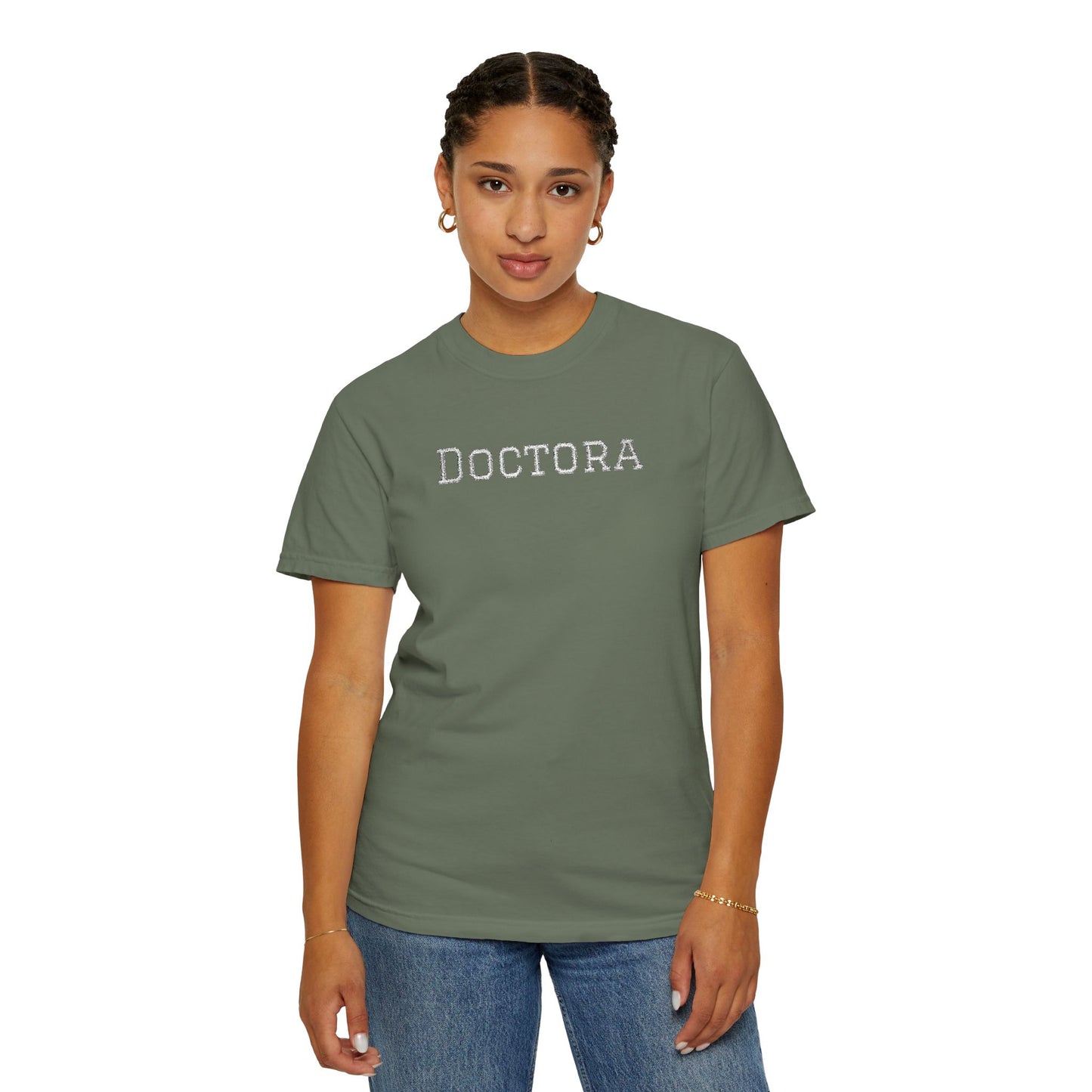Embroidered Doctora T-Shirt — Feminine Doctor Shirt for Professionals