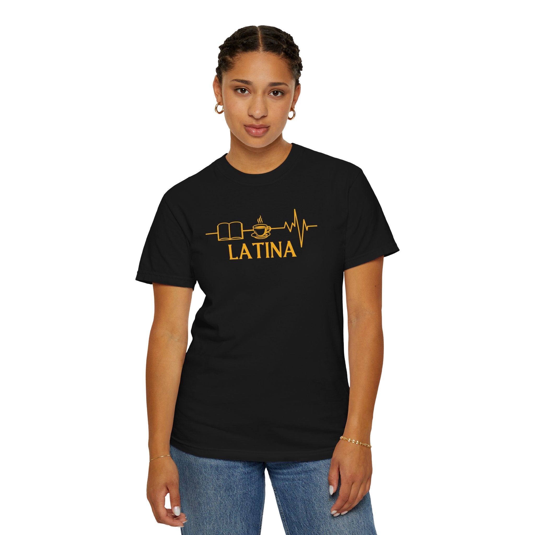 Latina with Coffee & Book Heartbeat T-Shirt