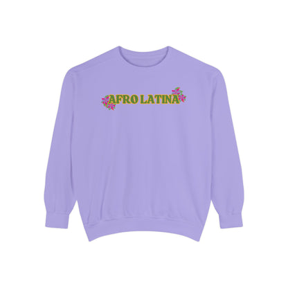 Sweatshirt - Afro Latina Belleza Latina Afro with Flowers Print