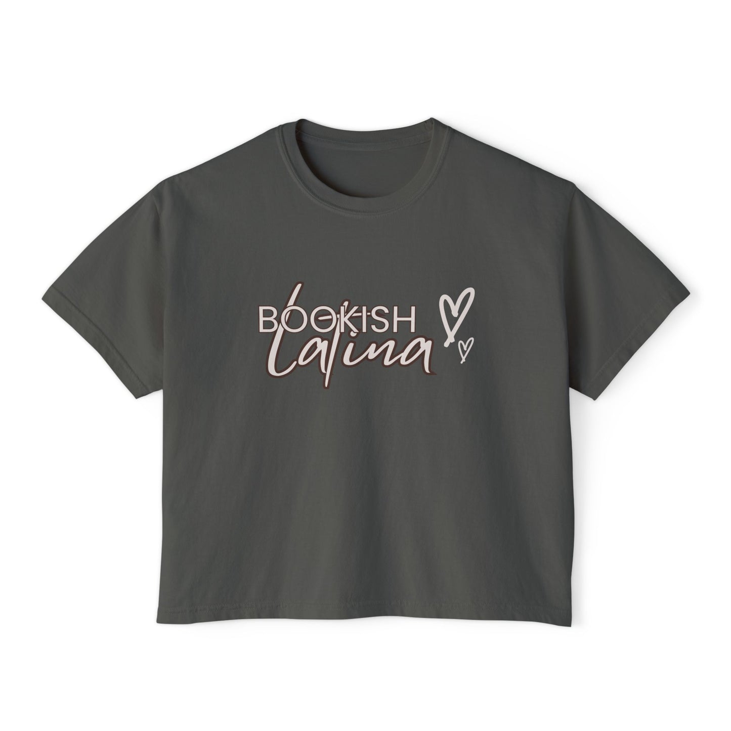 Boxy Tee Bookish Latina with Hearts Shirt