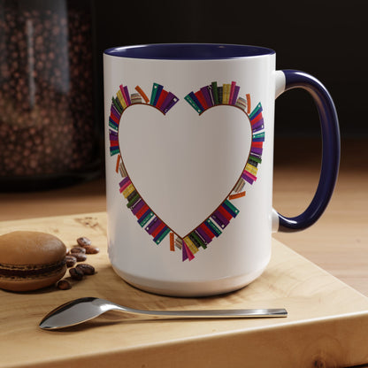 Mug Big Heart Made of Books Coffee Mug (11, 15oz)
