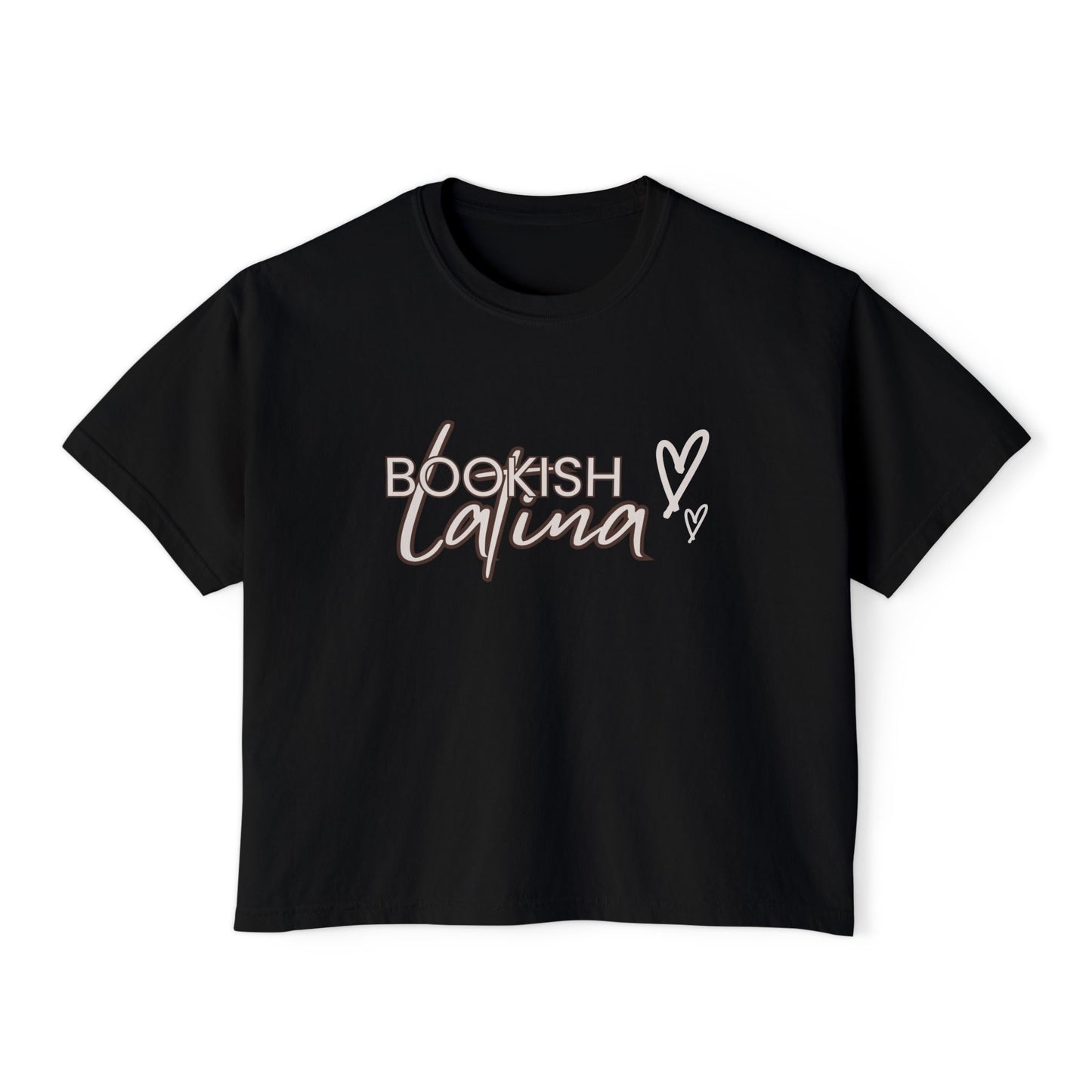 Boxy Tee Bookish Latina with Hearts Shirt