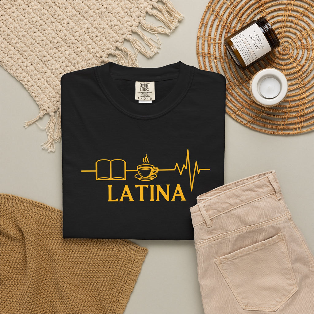 Latina with Coffee & Book Heartbeat T-Shirt