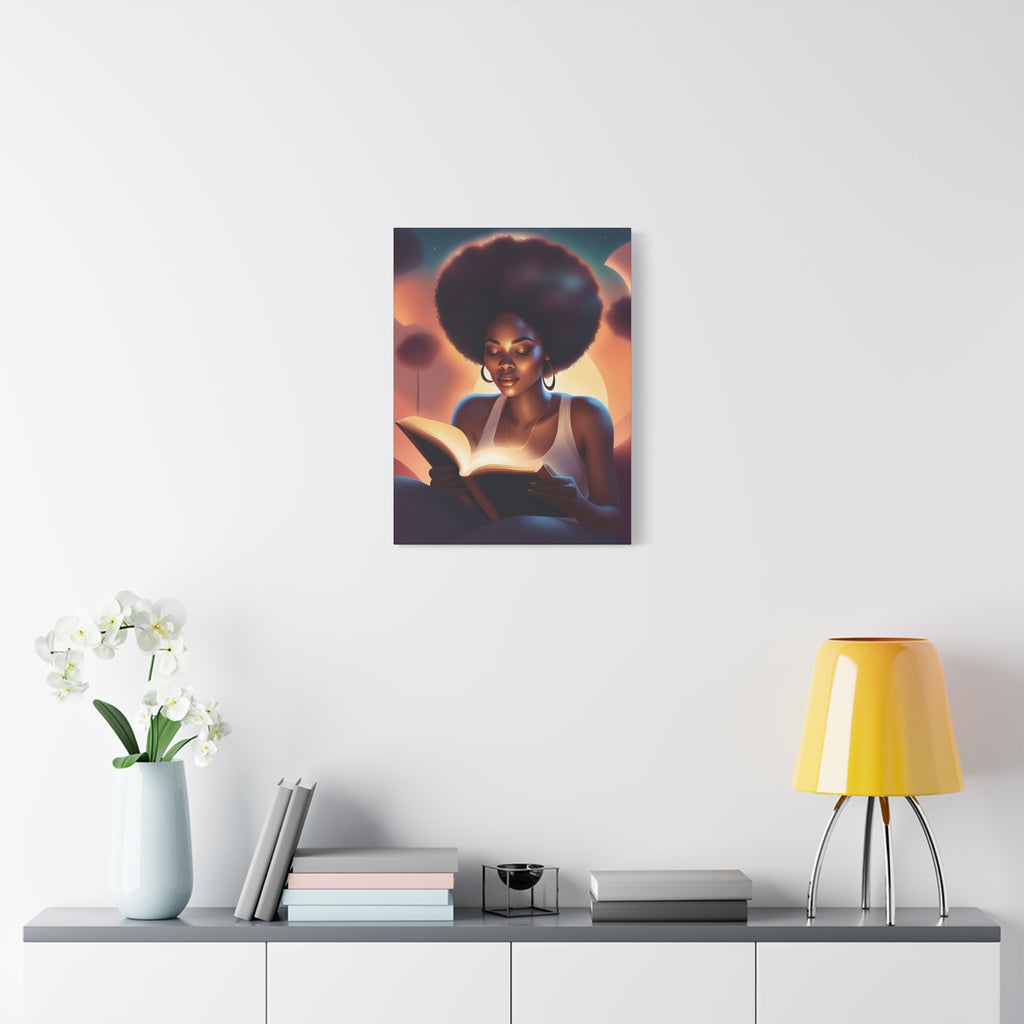 Canvas Wall Art Afro Latina Reading Magical Book