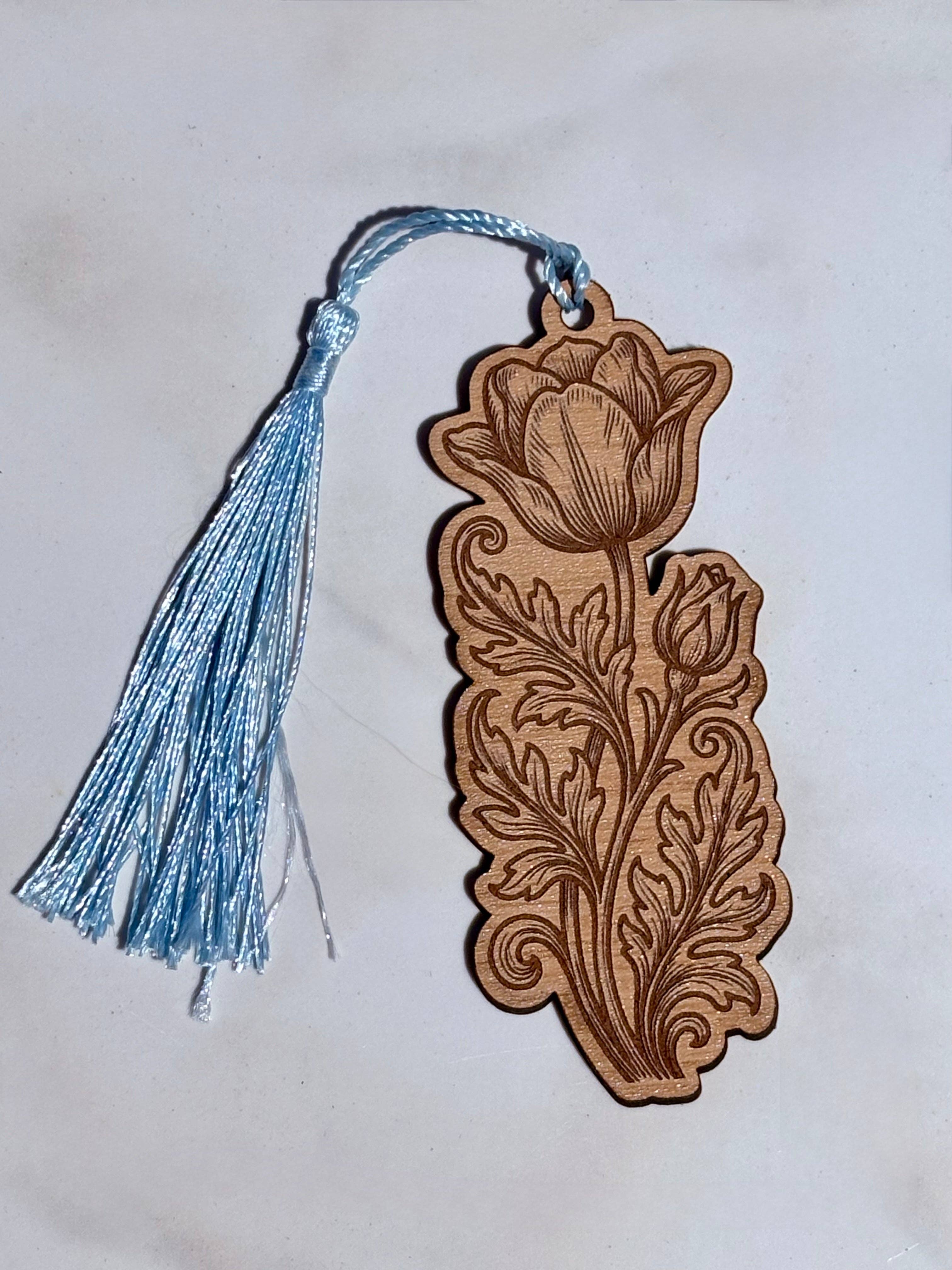 Flower wooden bookmark