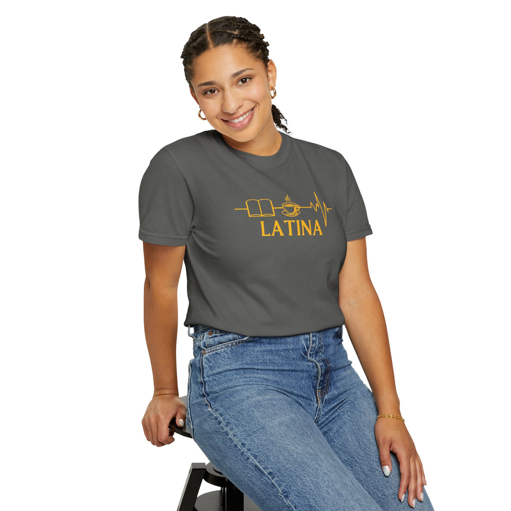 Latina with Coffee & Book Heartbeat T-Shirt