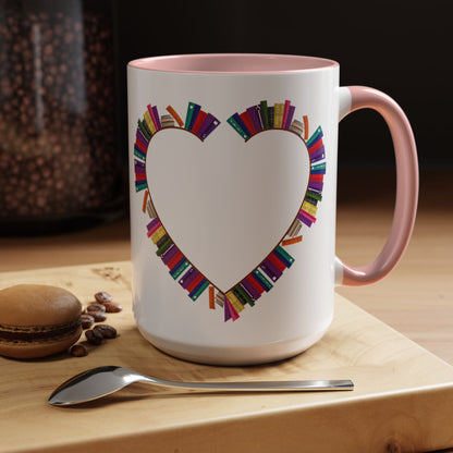 Mug Big Heart Made of Books Coffee Mug (11, 15oz)