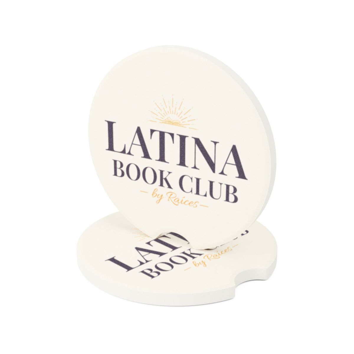 Soapstone Car Coaster — "Latina Book Club" Printed Car Cup Holder Insert