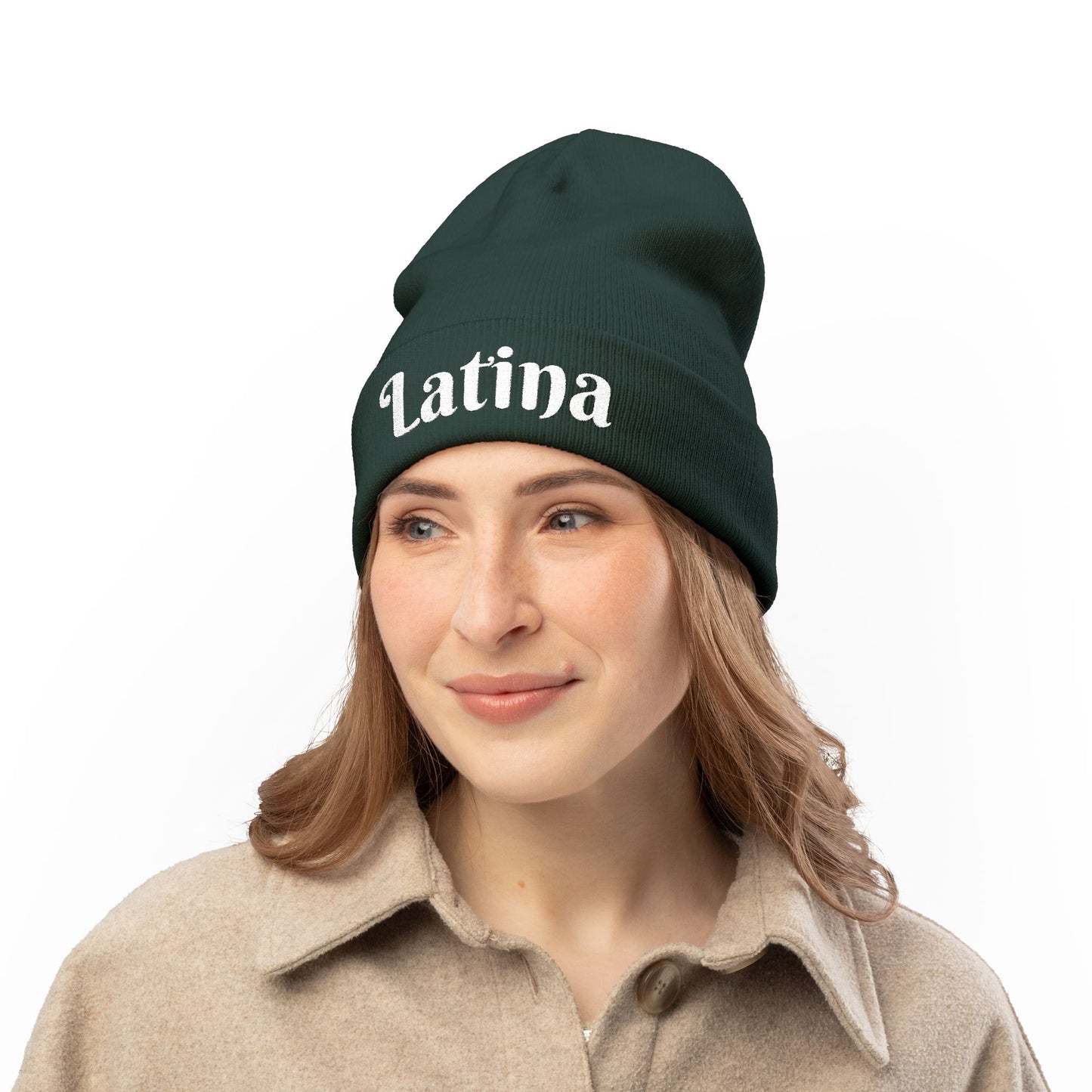 Chic Embroidered Knit Beanie - Stylish Winter Accessory for Trendsetters, Perfect Gift for Latina Pride, Cozy Headwear for Every Occasion