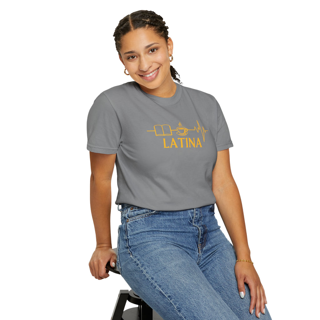 Latina with Coffee & Book Heartbeat T-Shirt