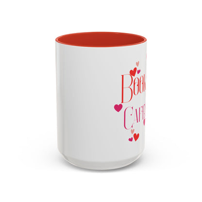 Coffee Mug - Books & Cafecito with Red and Pink Hearts Design