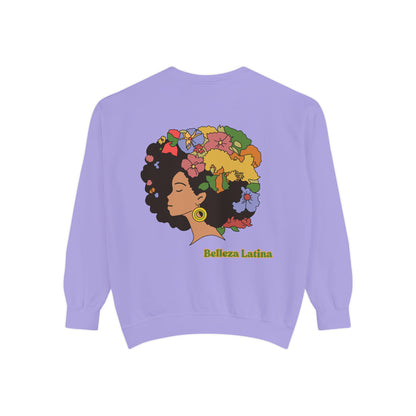 Sweatshirt - Afro Latina Belleza Latina Afro with Flowers Print