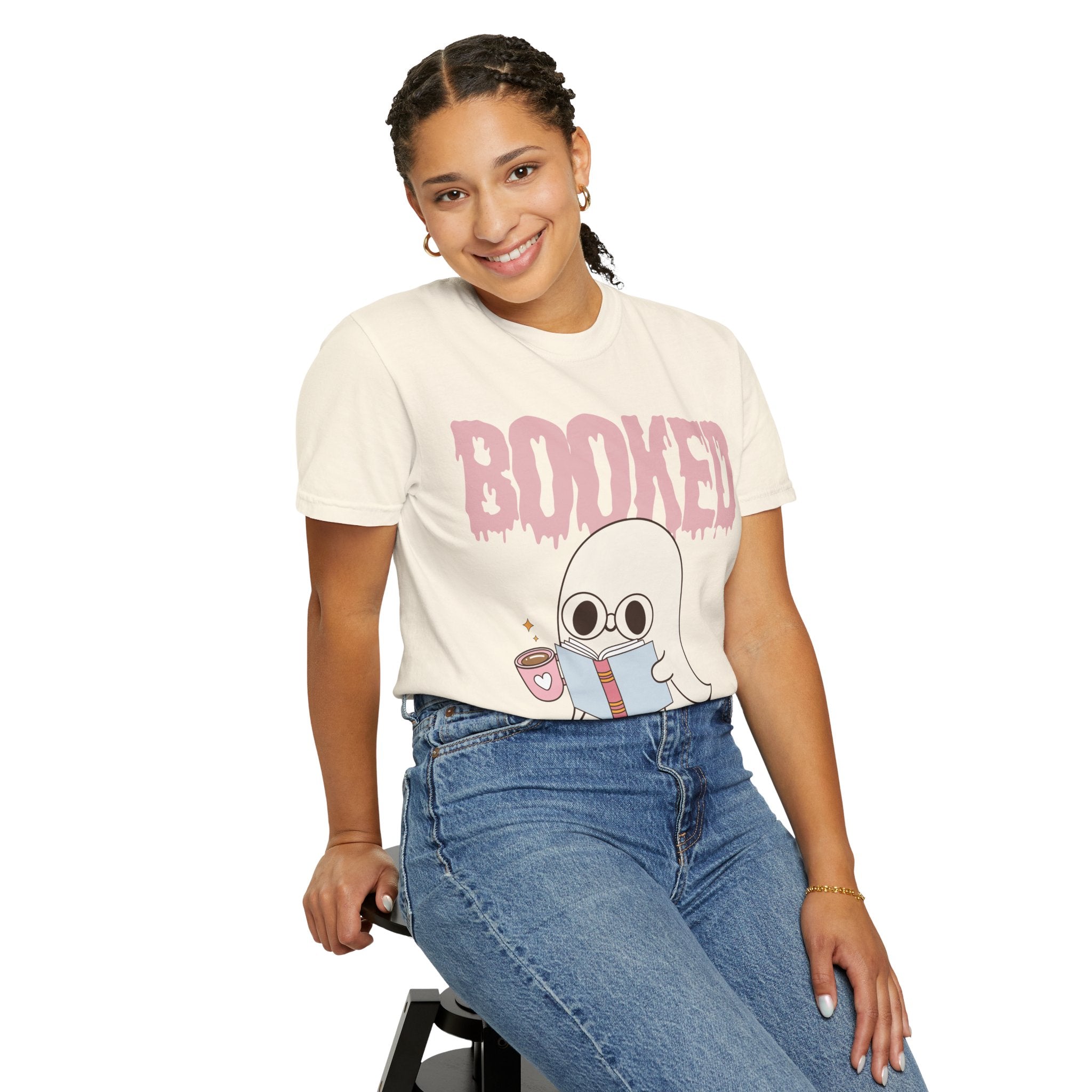 Booked Ghost with Coffee Unisex T-shirt