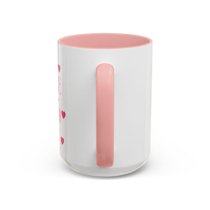 Coffee Mug - Books & Cafecito with Red and Pink Hearts Design