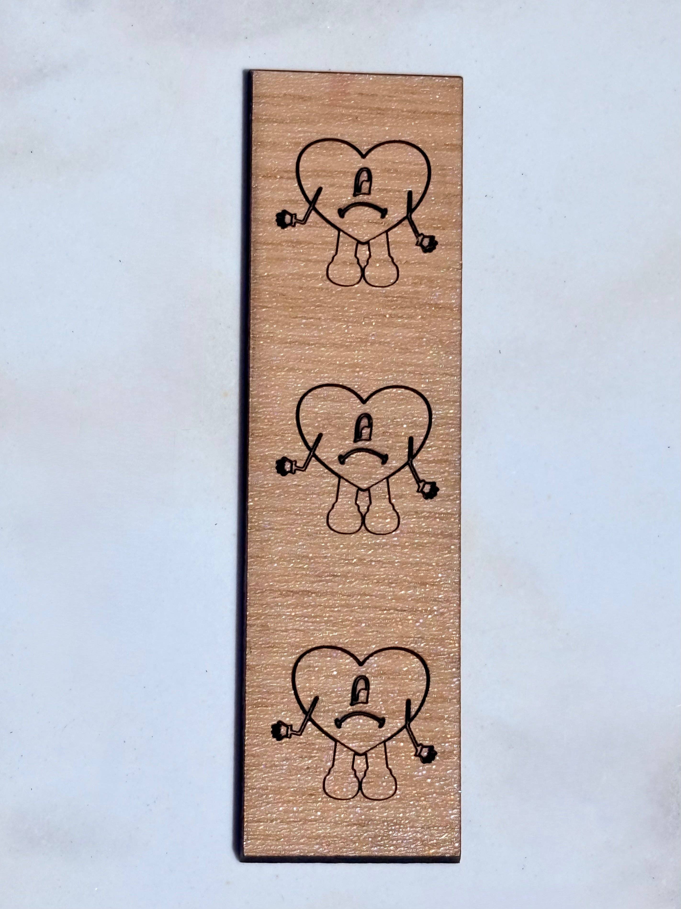 Benito Hearts wooden bookmark